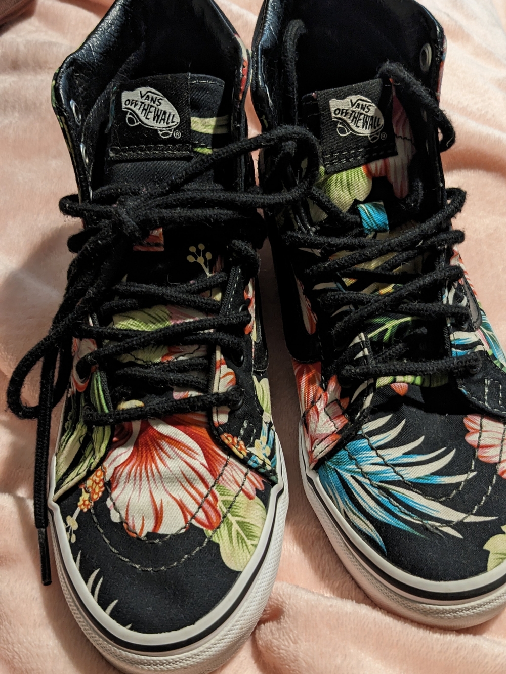 Vans Women's Black Floral High-Top Sneakers